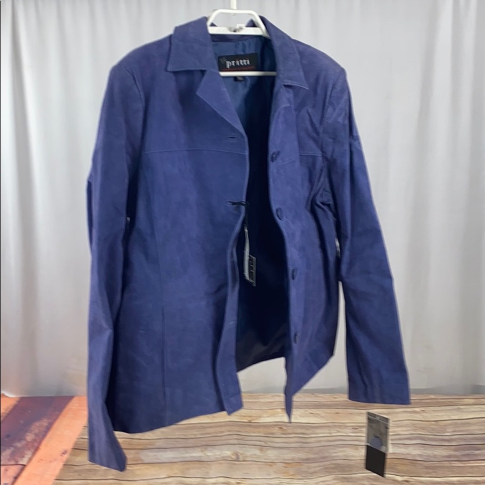 XL Kristin Blake Blue Suede Jacket
